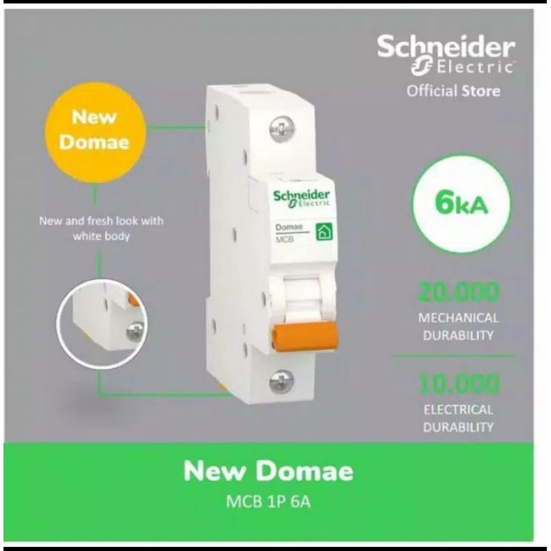 Mcb domae 2a, 4a, 6a, 10a, 16a, 20a, 25a, 32a, 40a, 50a, 63a original schneider