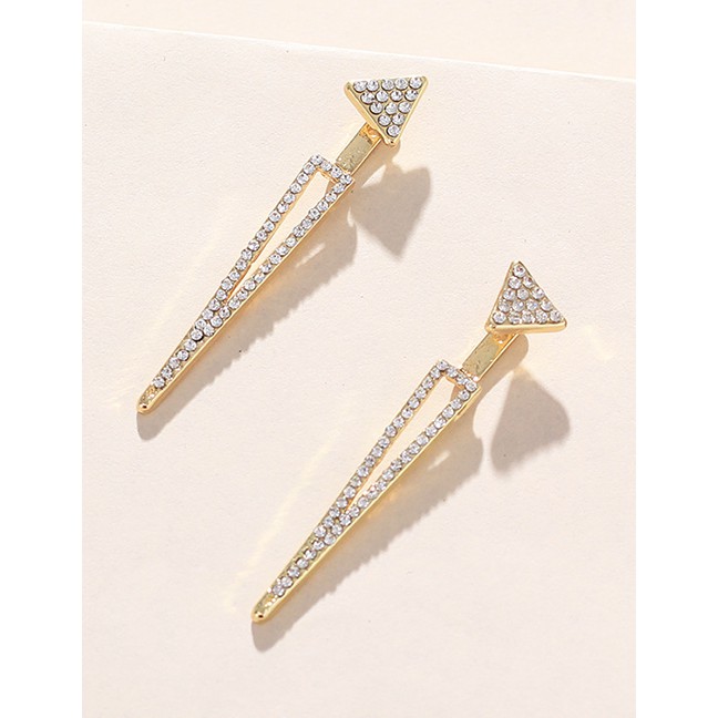 LRC Anting Tusuk Fashion Gold Double Triangle Full Diamond Stud Earrings F40723