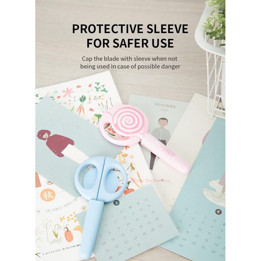 Deli Gunting dengan penutup Gunting lolipop Gunting lolypop Fancy scissors - E6069-1