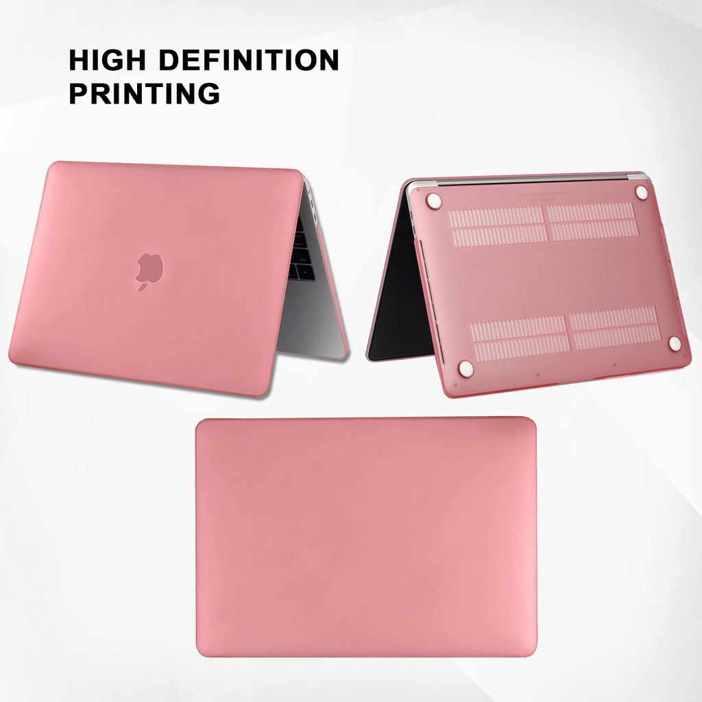 Case Casing Protective Aksesoris Pelindung Laptop Macbook Air Pro 13 inch M1 M2 2017 2018 2019 2020 2021 A1932 A2179 A2337 A1706 A1708 A1989 A2159 A2251 A2289 A2338 Gambar Polos Warna Pink Soft Pastel Peach Logo Tutup Murah Premium Hardcase Hard Case