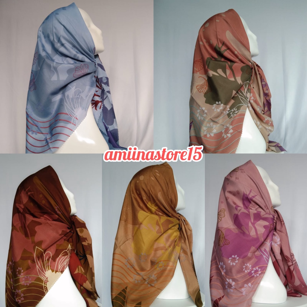 HIJAB SEGI EMPAT VOAL PREMIUM MOTIF TERBARU AZARA / KERUDUNG SEGI EMPAT AZARA VOAL MOTIF PREMIUM / F