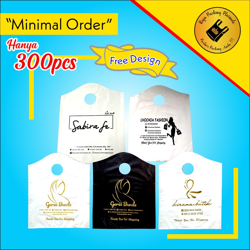 Plastik Packing PE GUNUNG Uk 35x44 , PE PERSEGI 35X50 Tebal 0,7 Free Desain Sablon Plastik packing