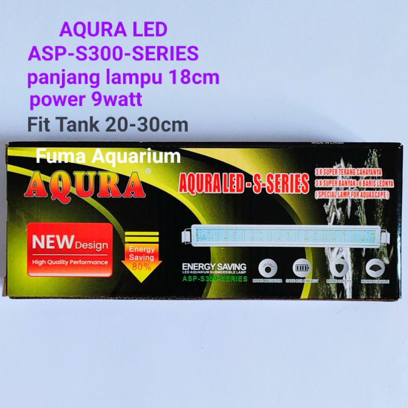 Lampu led aquarium AQURA ASP-S300-SERIES LED 6 Baris WRGB 9watt Aquarium 30cm Aquascape Lampu Gantung