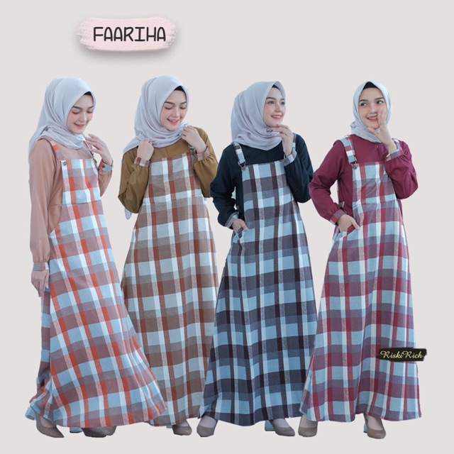 Jual Gamis faariha by Riskirich Gamis overall gamis kotak-kotak