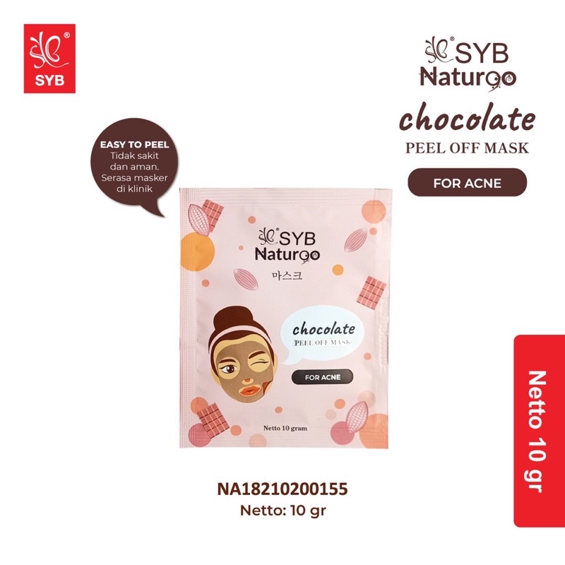 SYB Naturgo Peel Off Mask 10g - SYB NATUR90 - Acne Chocolate Strawberry Gold Goat Milk Charcoal Diamond