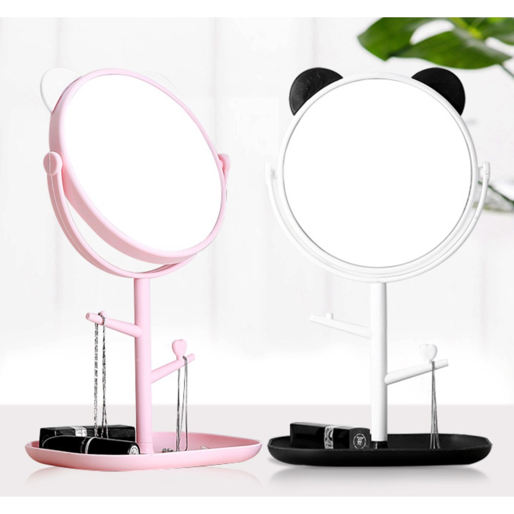 Adda Home - Kaca Cermin Makeup Meja Bentuk Bulat Motif Kuping Standing Mirror