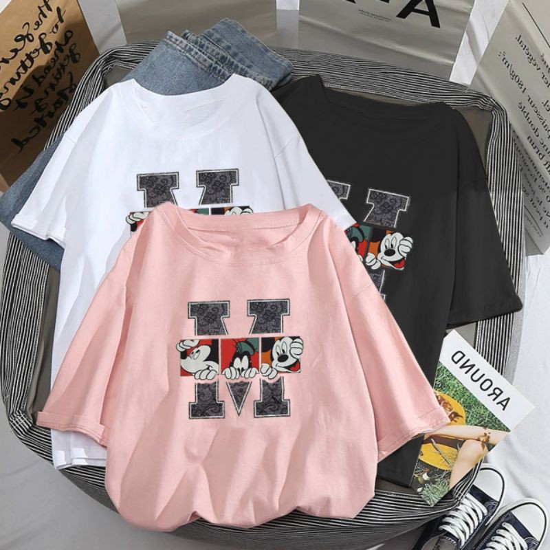 M FOR MICKEY / TERMURAH BAJU KAOS KATUN WANITA LENGAN PENDEK / TUMBLR TEE