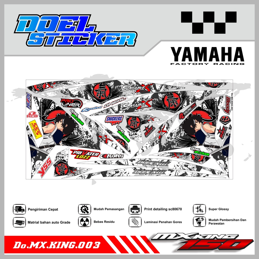 STIKER STRIPING LIST VARIASI MX KING 150 SEMI FULL - STIKER MOTOR MX KING MOTIF SASUKE 003