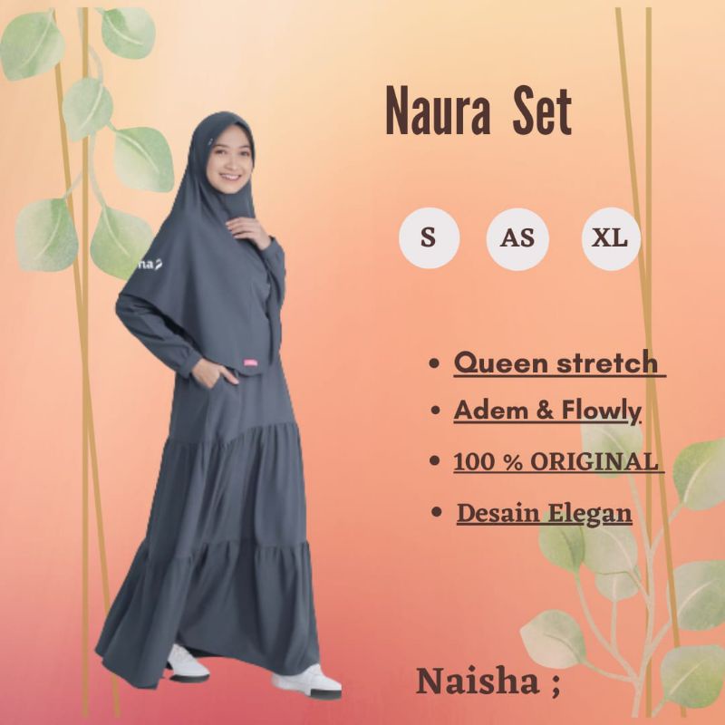 Naura Dress / Gamis Syar'i / Gamis polos / Busui / Wudhu Friendly By naisha