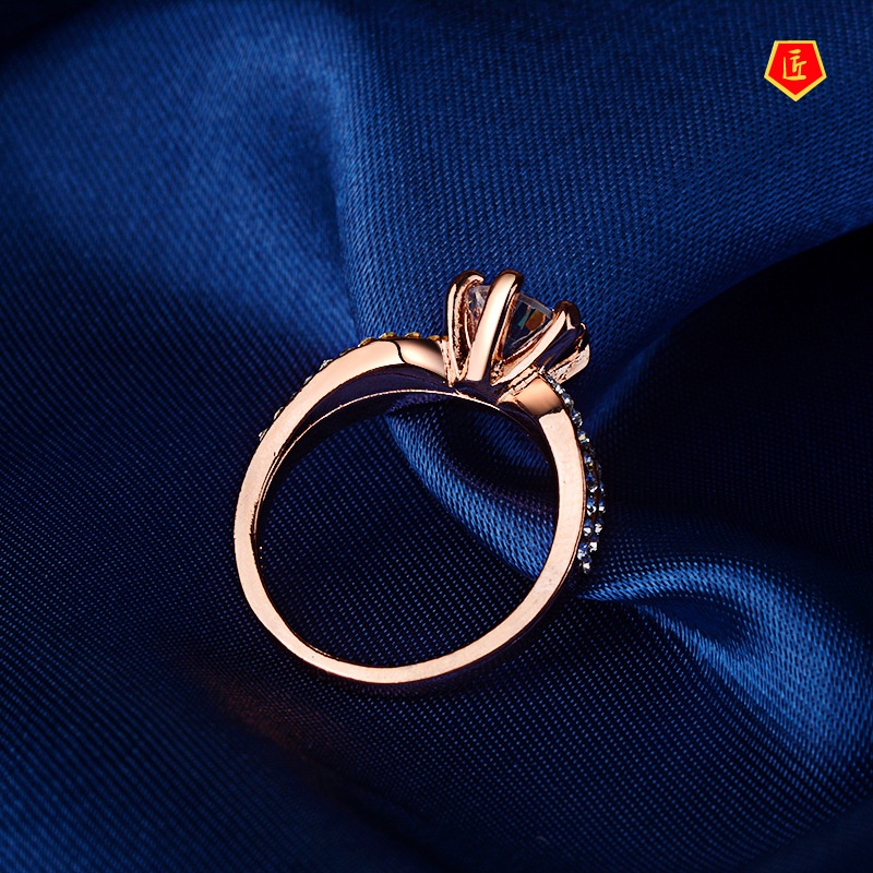 [Ready Stock]Six-Claw Diamond-Studded Ring Exaggerated Fashion