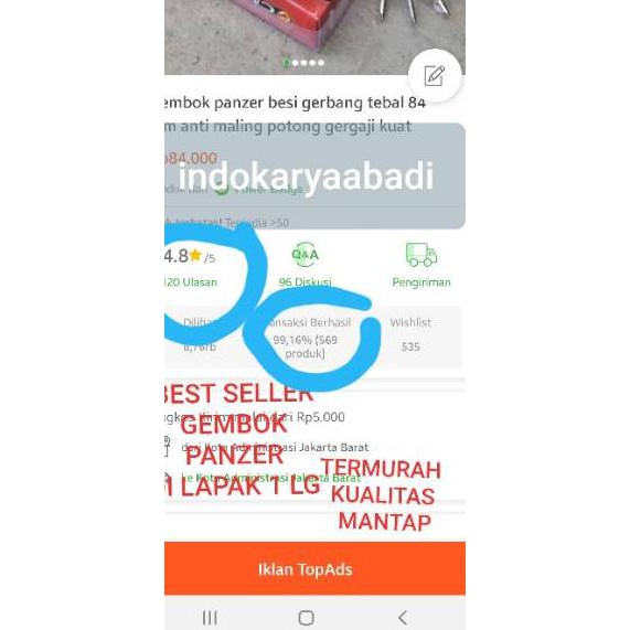 [TERJAMIN] Gembok panzer besi gerbang tebal 84 mm anti maling potong gergaji kuat super tebal berat