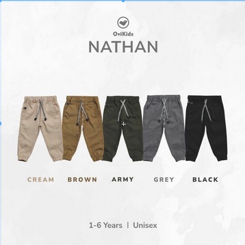 ovikinds-chinotone-nathan, celana joger anak perempuan laki laki pria unisex (1-6)tahun
