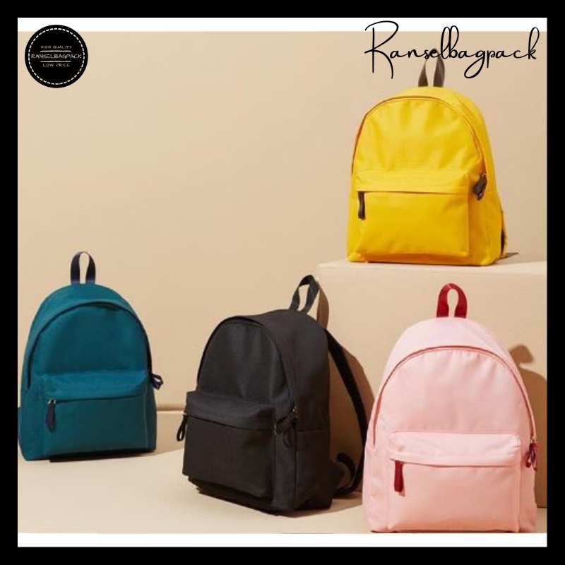 Tas Ransel Mini Backpack Punggung Bahu Polos Sekolah Travelling Anak Remaja Kekinian Model Fashion Terbaru Korea Simple Elegan Casual Perempuan Wanita Cewek