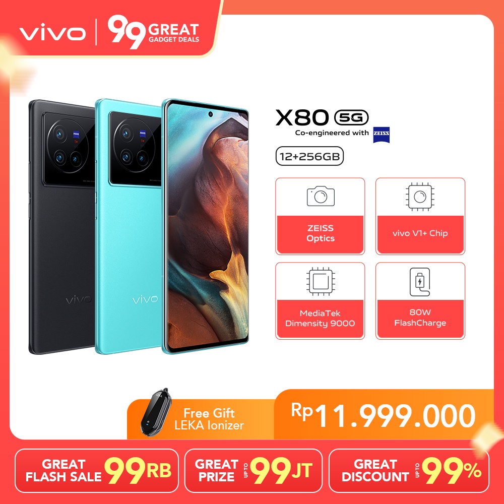 [NEW LAUNCH] vivo X80 (12/256) - ZEISS Optics, vivo V1+ Chip, Dimensity 9000, RAM 12GB, ROM 256GB, 8