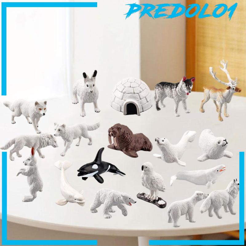 [PREDOLO1] 18x Realistic Mini Arctic Animals Toys Tabletop Decoration for Toddlers