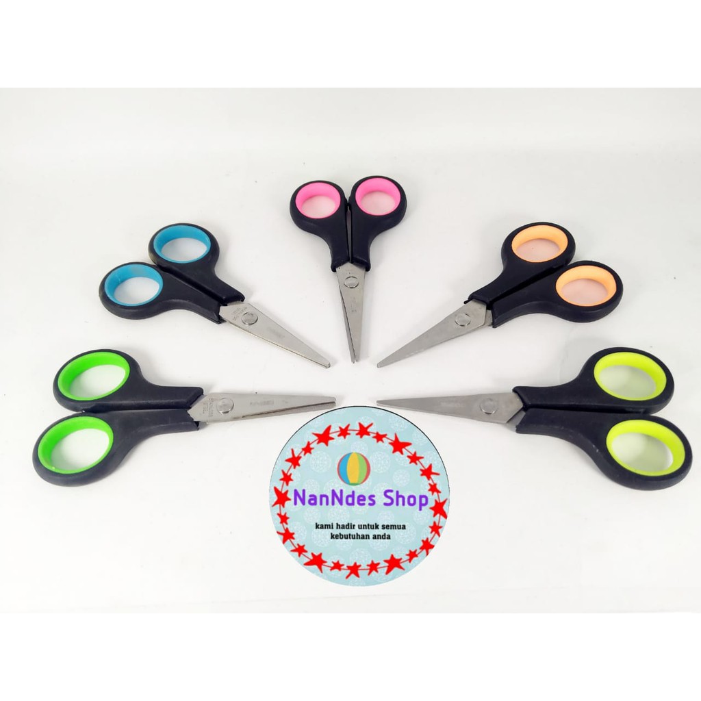 

Gunting Kertas Kecil Stainless Steel Gagang Plastik karet Warna Warni / Scissors
