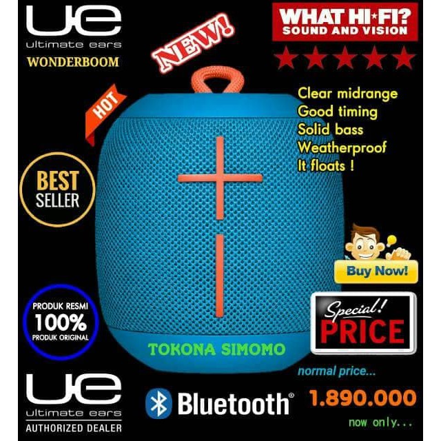 PROMO ULTIMATE EARS UE WONDERBOOM PORTABLE WATERPROOF BLUETOOTH SPEAKER MURAH