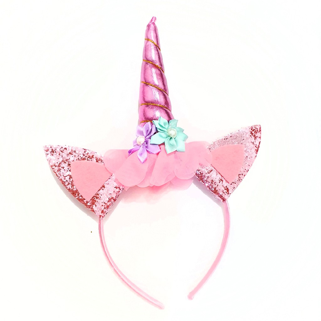 Bando Unicorn Warna Pink Silver Terlaris Aksesoris Bandana Anak Lucu Gemas Pita Kunciran Unicorn