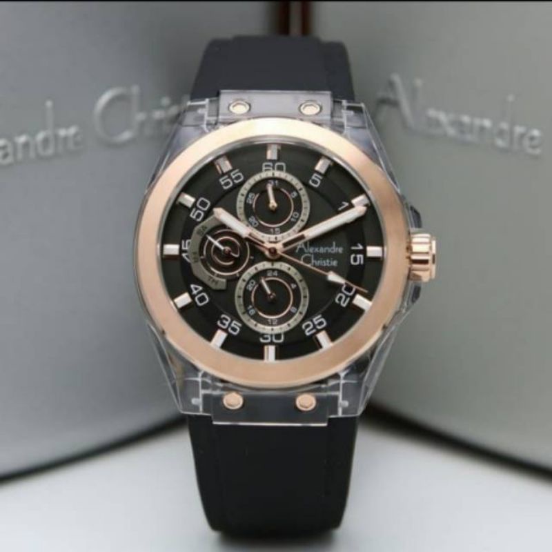 JAM TANGAN PRIA ALEXANDRE CHRISTIE AC 6546 ROSEGOLD BLACK ORIGINAL GARANSI RESMI 1 TAHUN
