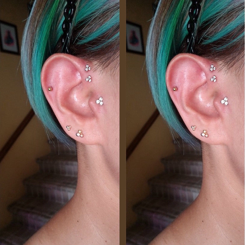 1piece 16G Internal Thread Stainless Steel Stud Earrings Cartilage Rook Conch Daith Helix Piecing