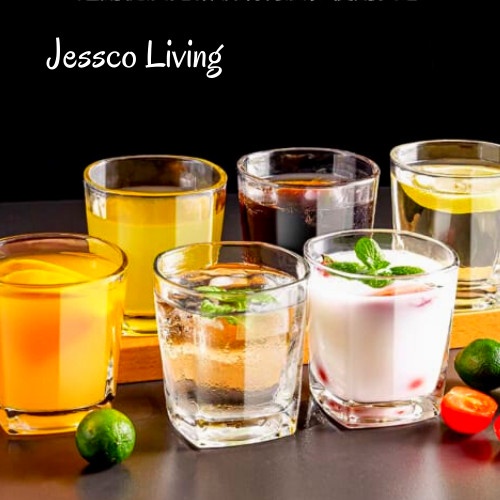 AHJ-KTY4307 GELAS KACA IMPORT 265ml CANTIK 1 SET ISI 6 GELAS MINUM