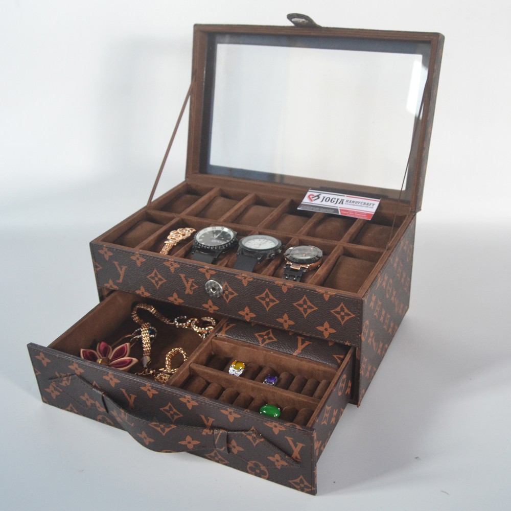 Watch Box Organizer Mix Accesories Drawer Kotak Tempat Jam Tangan Laci Tempat Perhiasan Motif Mono