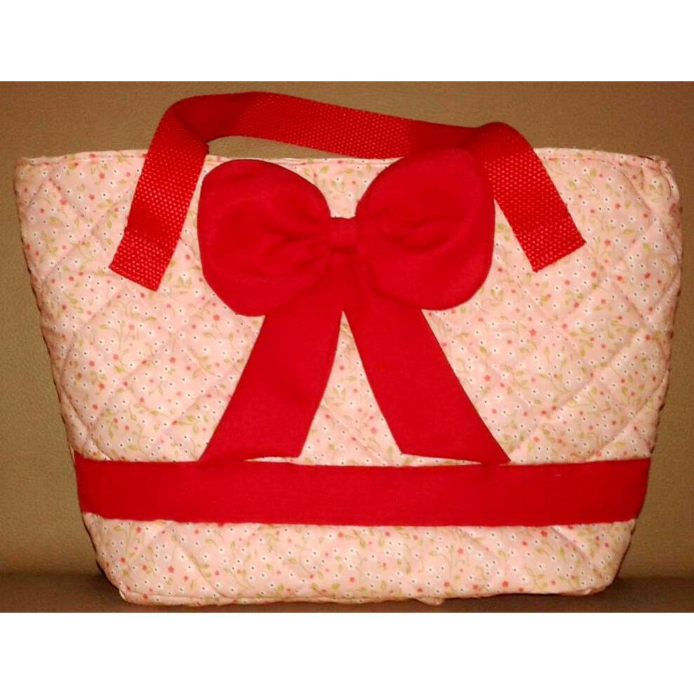 

Tas pita merah motif bunga-bunga pink