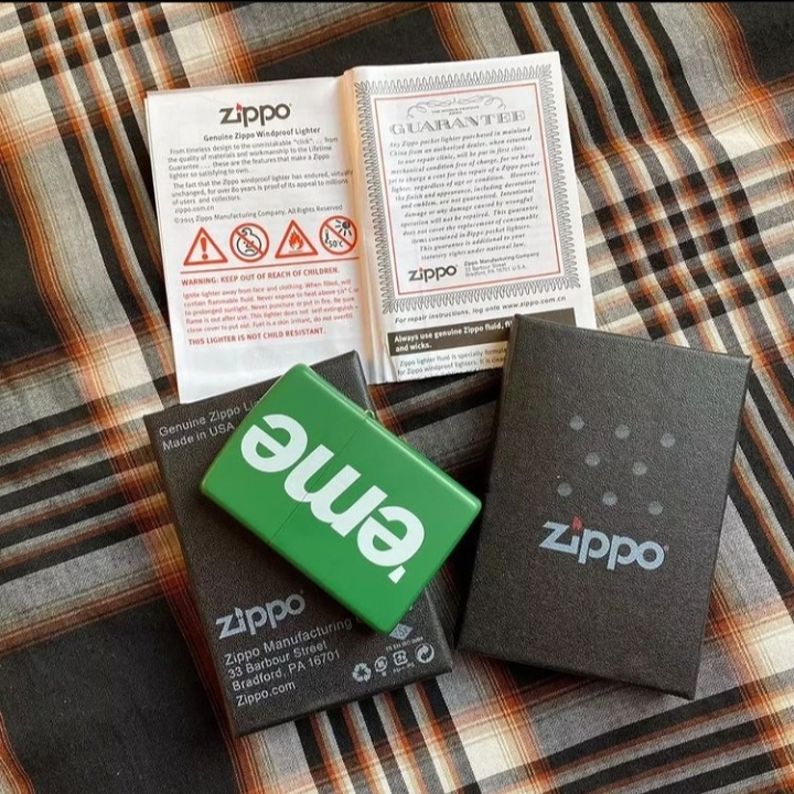 Zippo Matte SUPREME Hijau Grade Ori