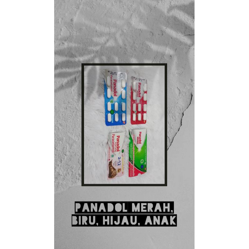 Panadol biru, merah, anak dan hijau