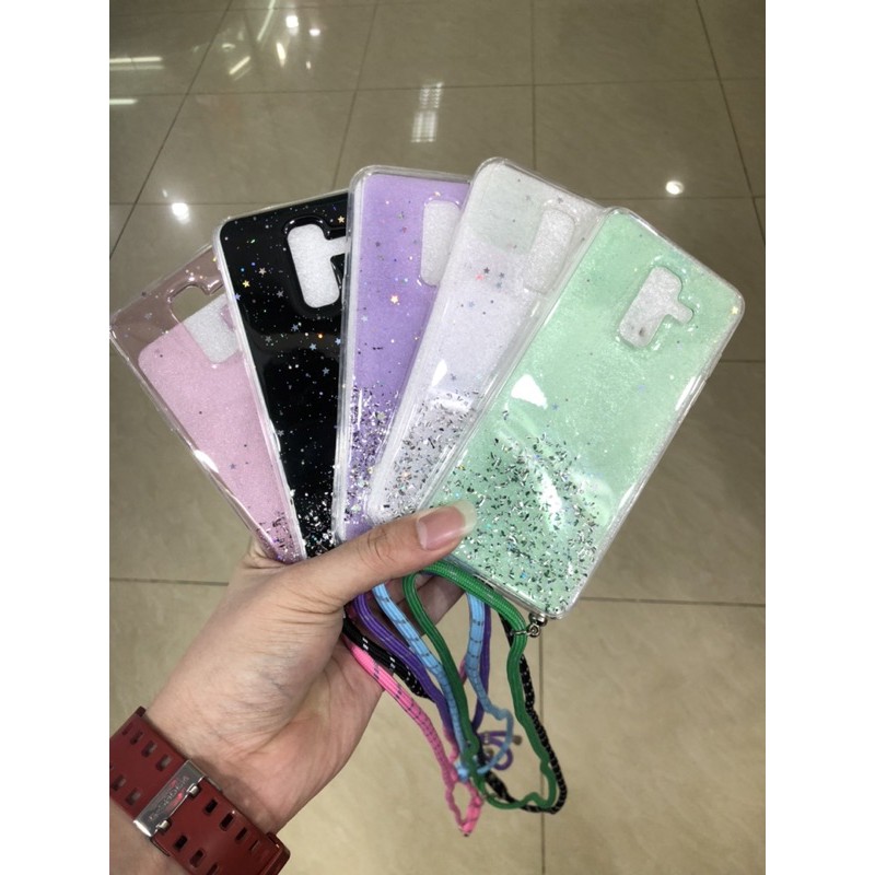 SAMSUNG A8 2018/A8+ 2018/A6/A6+/J8/A7 2018/A9 2018 CASE TALI GANTUNGAN NAGITA GLITER LANYARD CASE