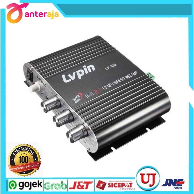 Amplifier LVPIN Mini HiFi Stereo Treble Bass Booster 12V 20W LP-838