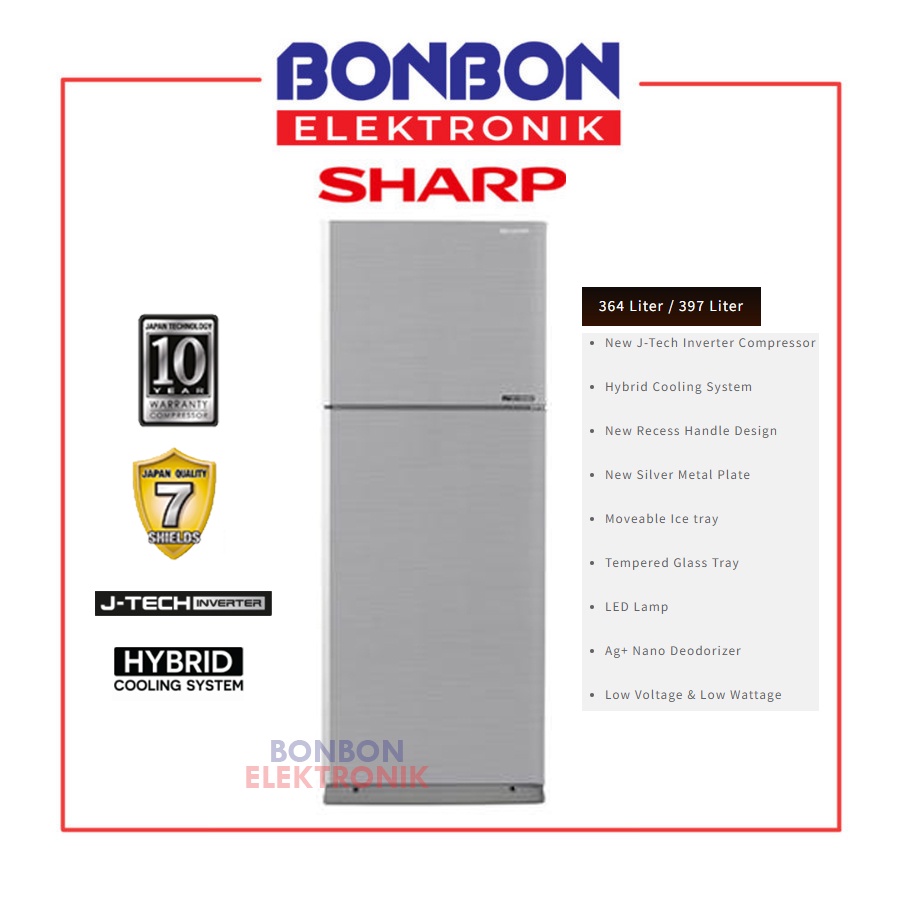 Sharp Kulkas 2 Pintu SJ-IG470M-SL Grand Vetro Series