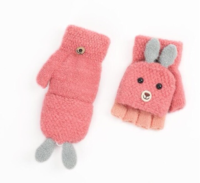 Glove Fingerless Rabbit Sarung Tangan Anak Wool Winter Musim Dingin