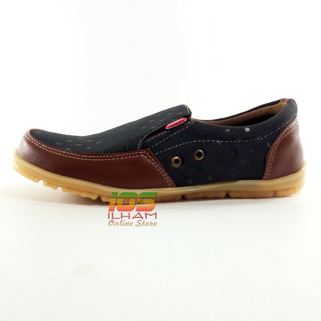 Sepatu Slop Kickers Kotak-Kotak 39/43 Hitam Cokelat