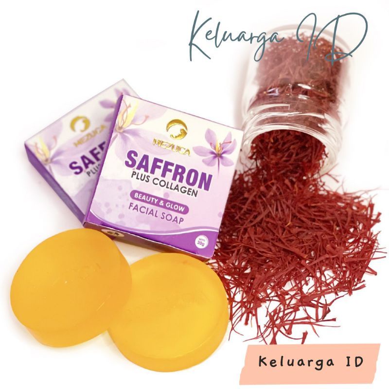 ❤ MEZUCA ❤ Sabun Safron BPOM Pemutih Wajah Alami Ampuh Atasi Jerawat Original Saffron Soap  untuk Muka Berjerawat Flek Hitam Berminyak - Keluarga id