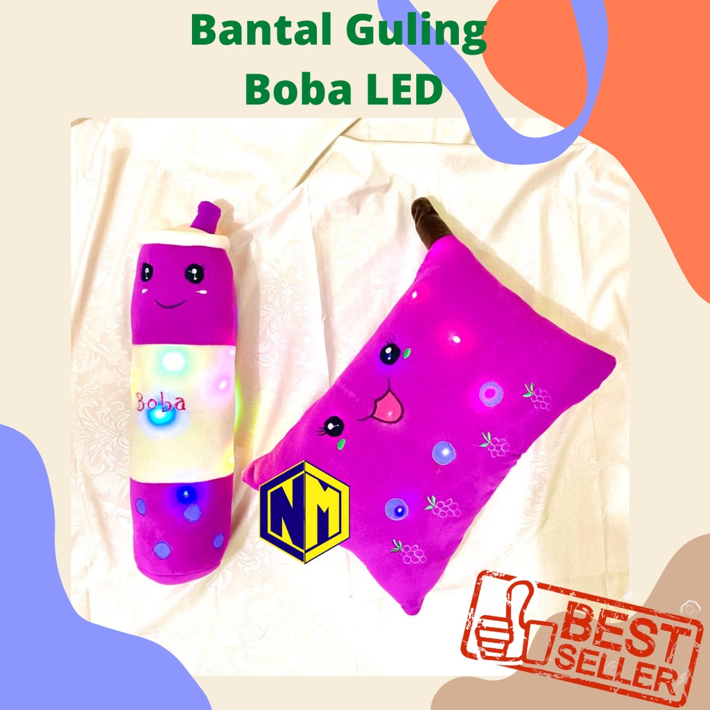 Bantal &amp; Guling Boneka 1 Set Karakter Boneka Boba Lampu Led Nyala Bahan Halus gemoy Size Anak Anak