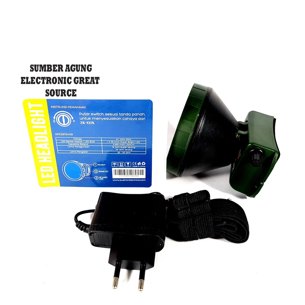 Push On HL2840 Senter Kepala Dimmer 40W LED Seri 2840 Cahaya Putih
