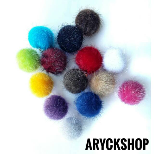 Pompom landak 15mm isi 10pcs | Bahan craft Bahan bros dagu juntai
