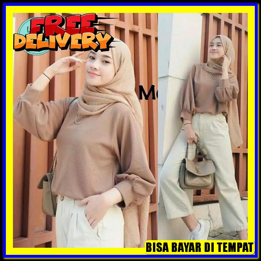 Atasan Wanita Blouse Nikita Vhag-009Nikita Blus: Putih, Mocca, Hitam, Pink, Kuning Ukuran Bju: One S
