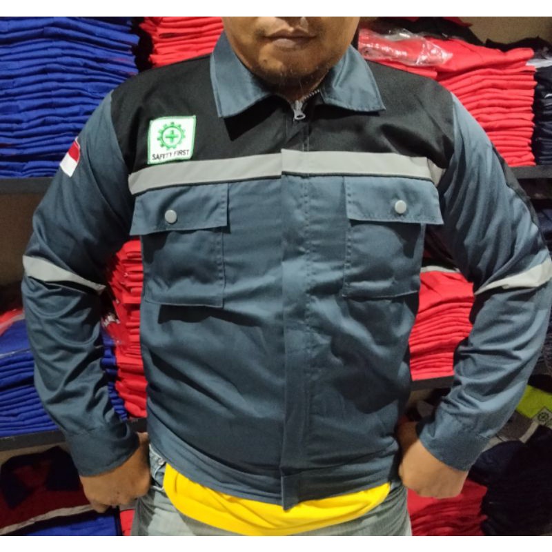 WEARPACK SAFETY / KEMEJA SAFETY / BAJU SAFETY LENGAN PANJANG / BAJU PROYEK KEREN / BAJU KERJA PRIA PROYEK / BAJU KERJA PIRA LAPANGAN / BAJU MEKANIK / BAJU WEARPACK / WERFAK PRIA KERJA / BAJU WEARPACK KERJA PROYEK / WEARPACK PROYEK / ABU BIRU LANGIT
