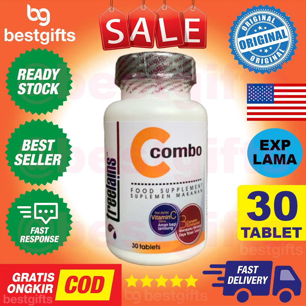 TREELAINS C COMBO VITAMIN VIT C 300 MG B COMPLEX ANTIOKSIDAN KEKEBALAN DAYA TAHAN TUBUH 30 TABLET