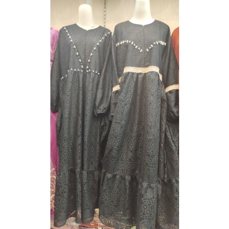 Gamis burkat jumbo ld 130 hitam import busui