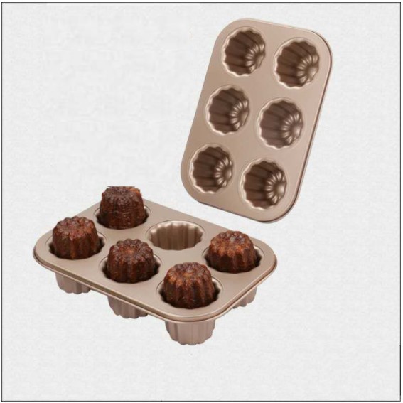 Loyang Canele 6 Cups Gold Canelle Cake Mould / LOYANG 6 CUP / LOYANG KUE 6 CUP / LOYANG 6 CUP Gold