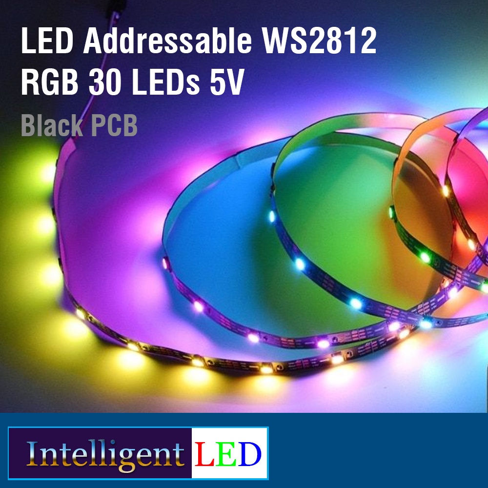 LED Addressable WS2815 RGB 144 LEDs/Meter 12V Black PCB 1 Meter