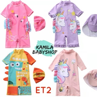 Baju Renang Anak ET2 Free Topi/Baju Renang Anak Perempuan/ Baju Renang Anak Perempuan dan Topi/Baju Renang Anak laki-laki