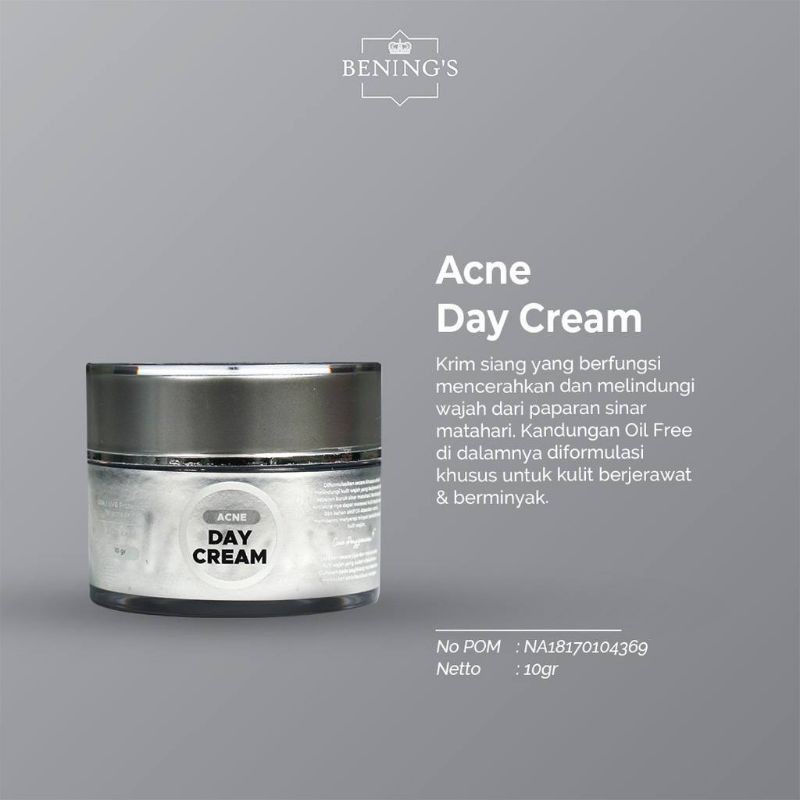 BENINGS SKINCARE BY DR.OKY PRATAMA PAKET BRIGHTENING (BENINGS CLINIC) BENING PAKET PENCERAH DAN GLOWING-ACNE DAY CREAM