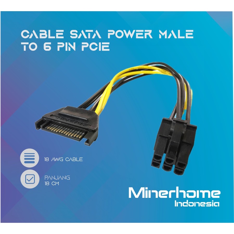 Kabel Sata Power 15pin Male To 6 Pin Male PCIE