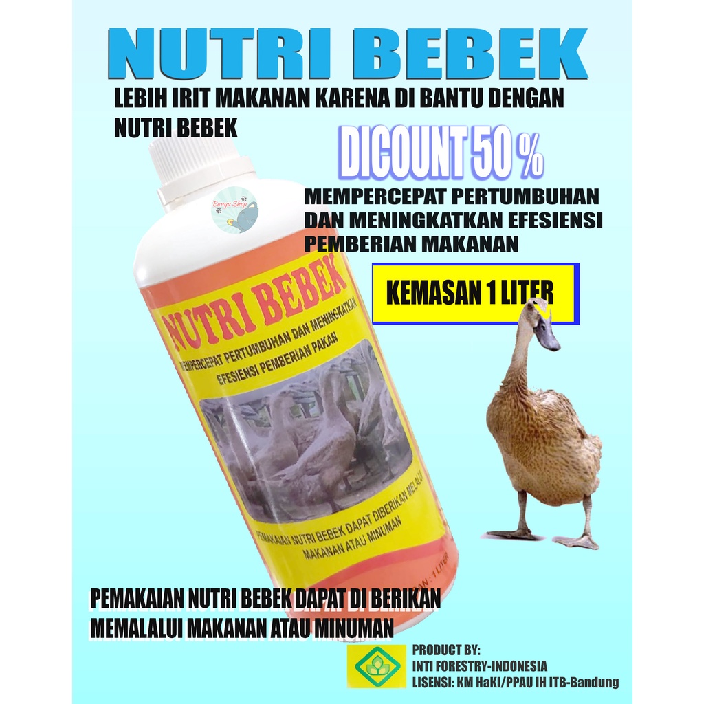 1 LITER-NUTRI BEBEK Suplemen Hewan Ternak Mempercepat Pertumbuhan dan Meningkatkan Efisiensi Pakan-VITAMIN PENGGEMUK BEBEK-OBAT PENGGEMUK BEBEK