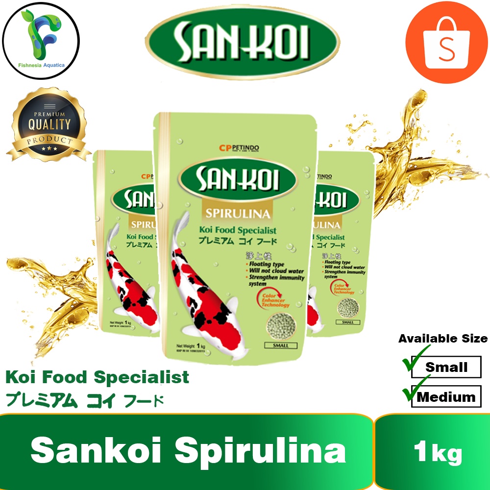 Sankoi Spirulina Medium Size 5mm 1Kg Pelet Ikan Koi Kualitas Tinggi