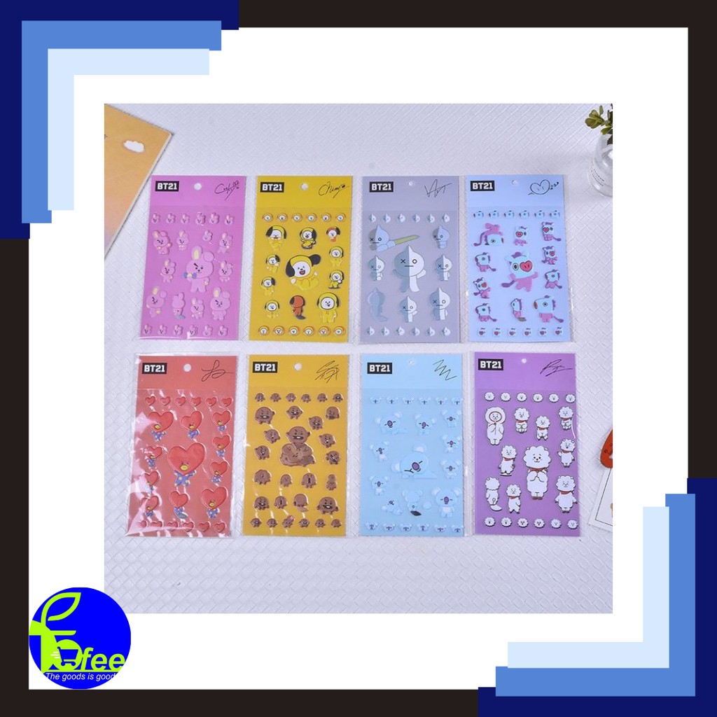 [IMPORT] ST70 Sticker BT21 Stiker Timbul 3D